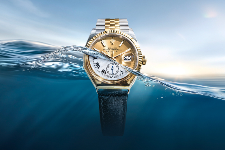 Rolex Oyster Perpetual Datejust emerging from water - Croesus
