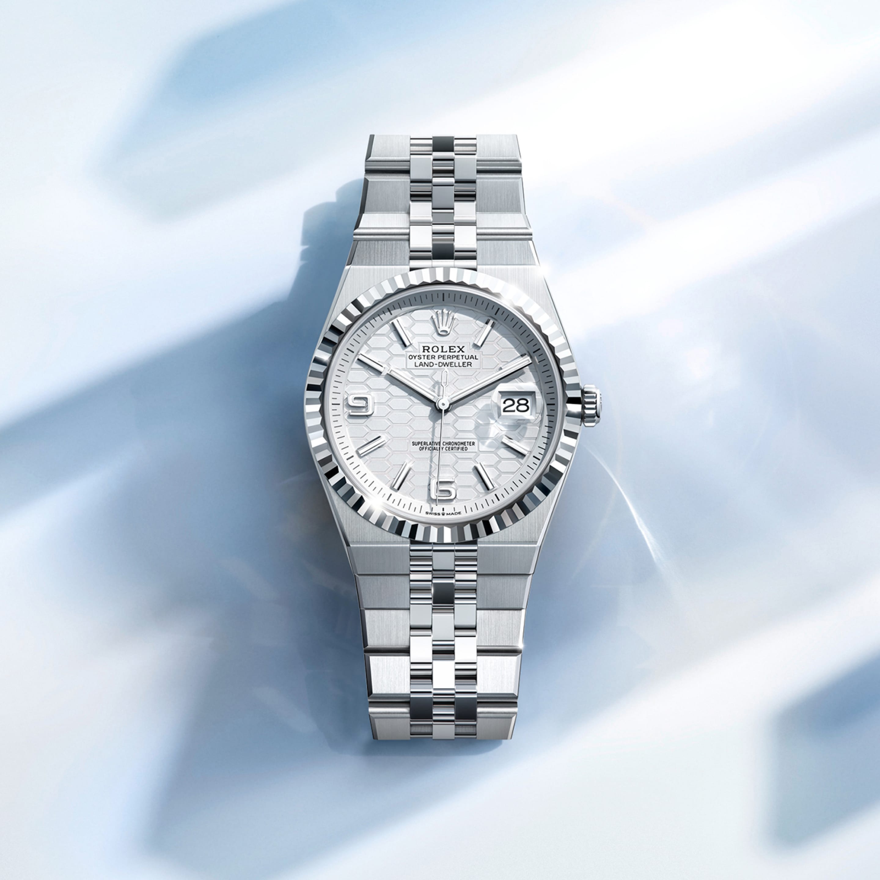 rolex Land-Dweller in White Rolesor - combination of Oystersteel and white gold, M127334-0001 - Croesus